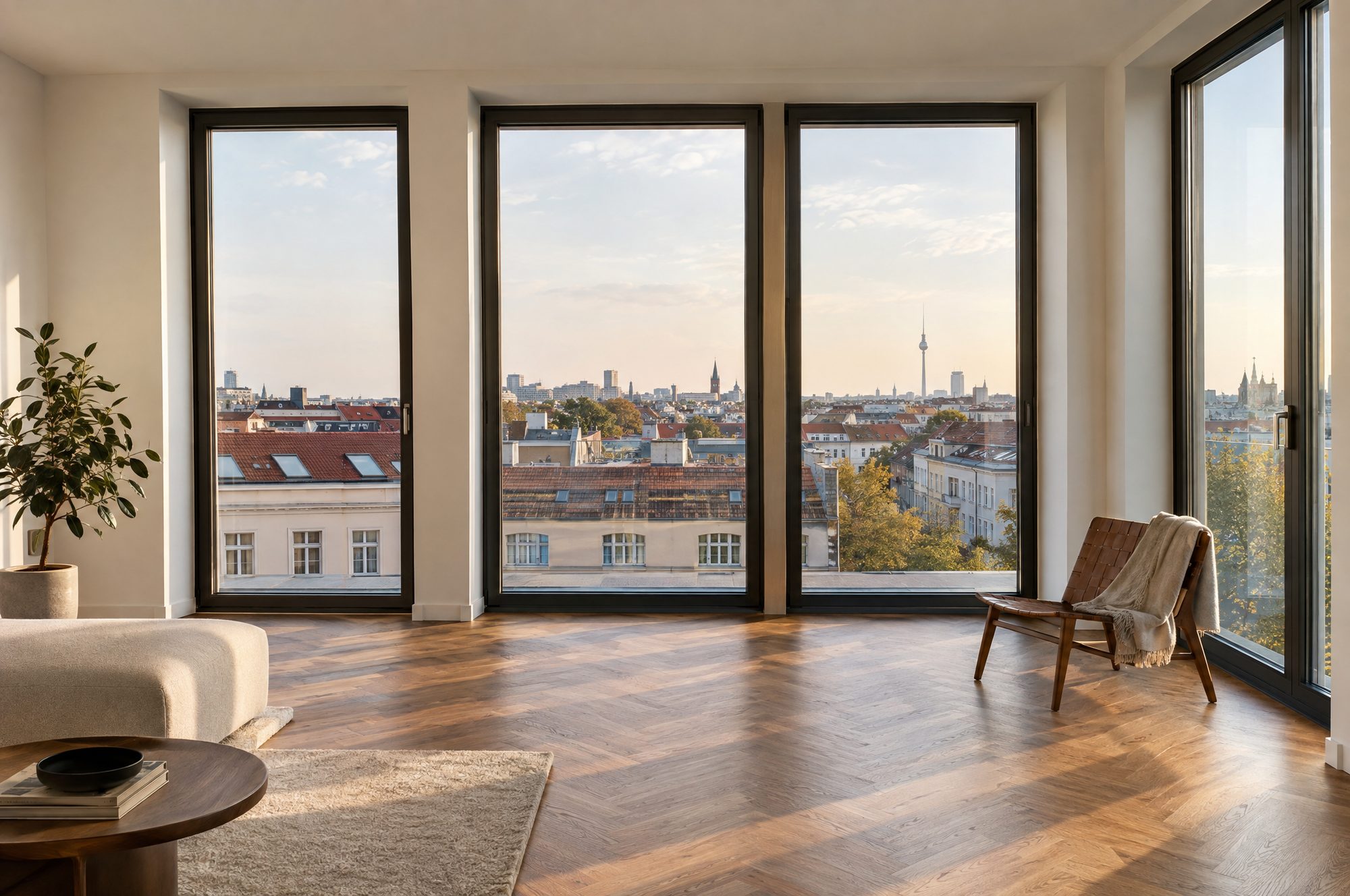 Raum mit neuen raumhohen Fenstern nach Maß