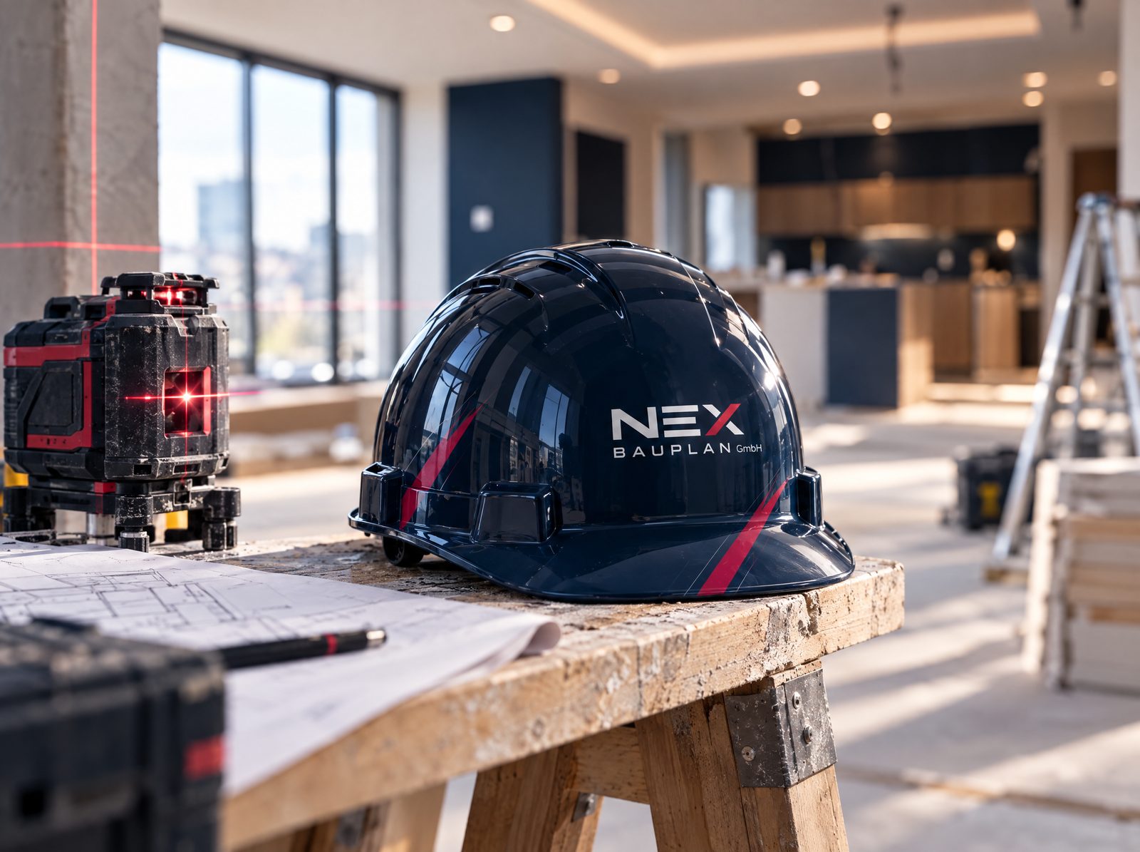 NEX-Bauplan-Helm im neu ausgebauten Apartment
